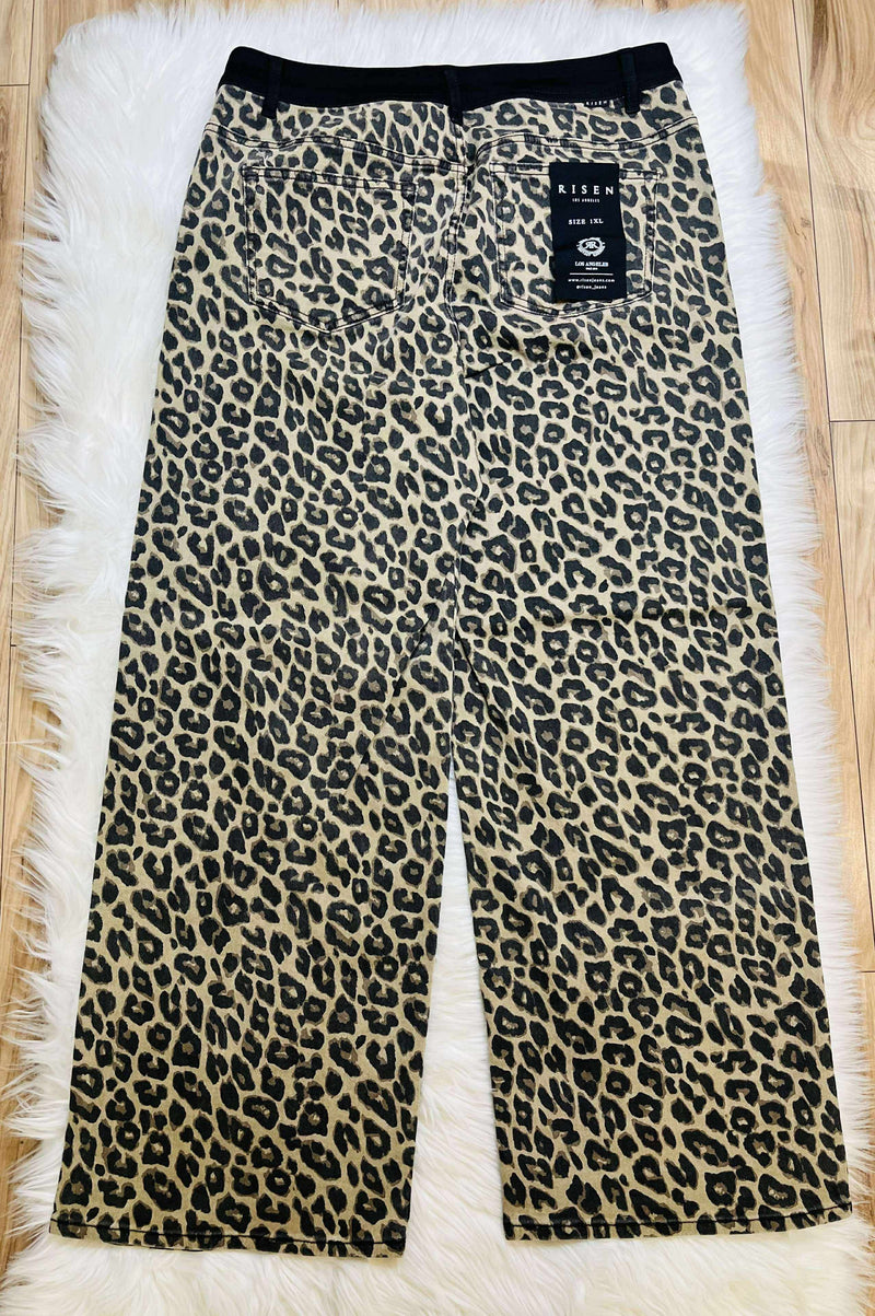 Risen Curvy Leopard Pull on Jeans