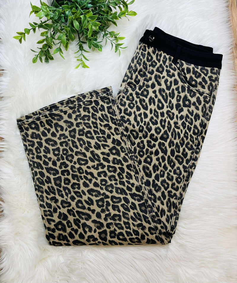 Risen Curvy Leopard Pull on Jeans