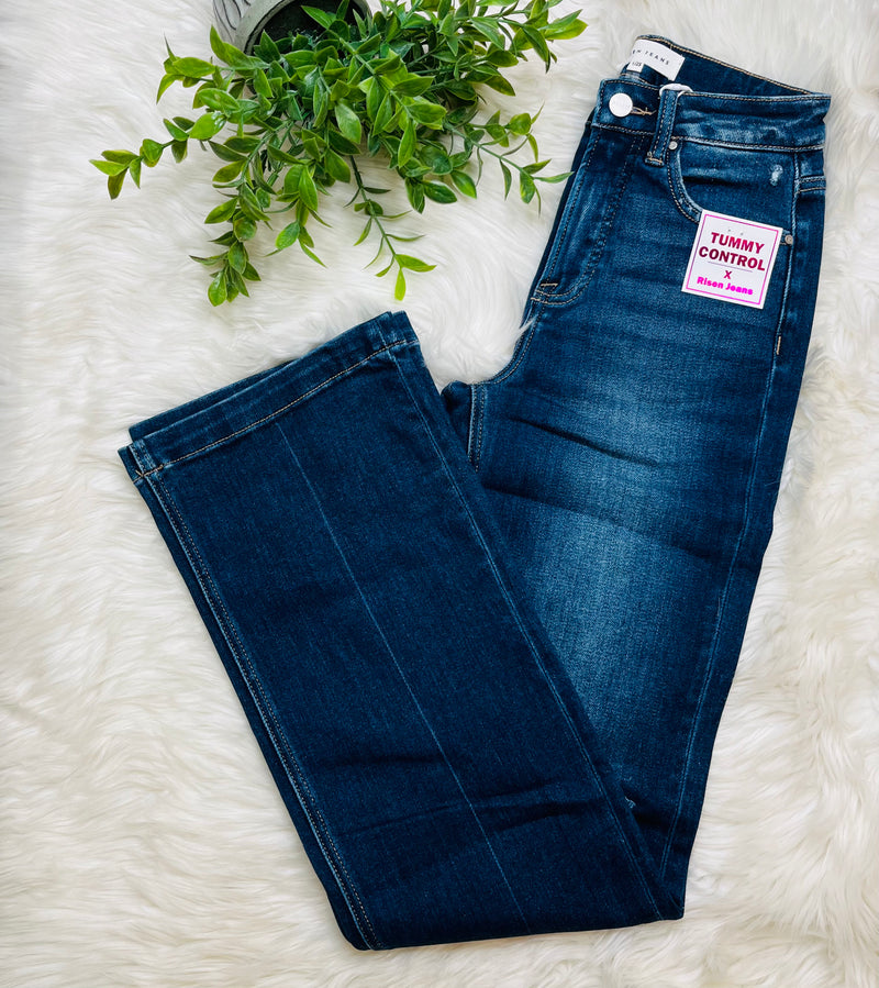 Risen Dark Wash High Rise Straight Jeans 5947