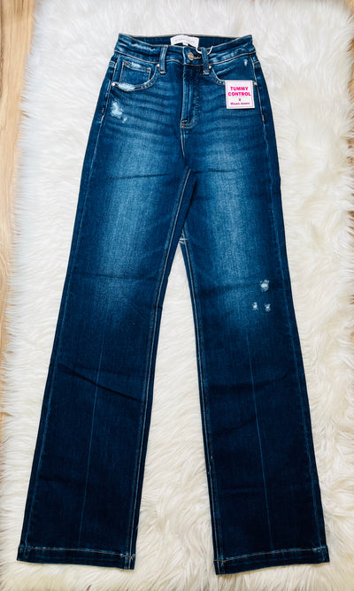 Risen Dark Wash High Rise Straight Jeans 5947