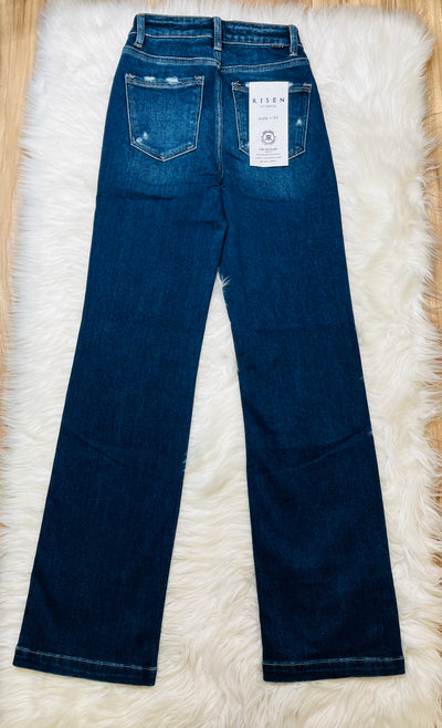 Risen Dark Wash High Rise Straight Jeans 5947