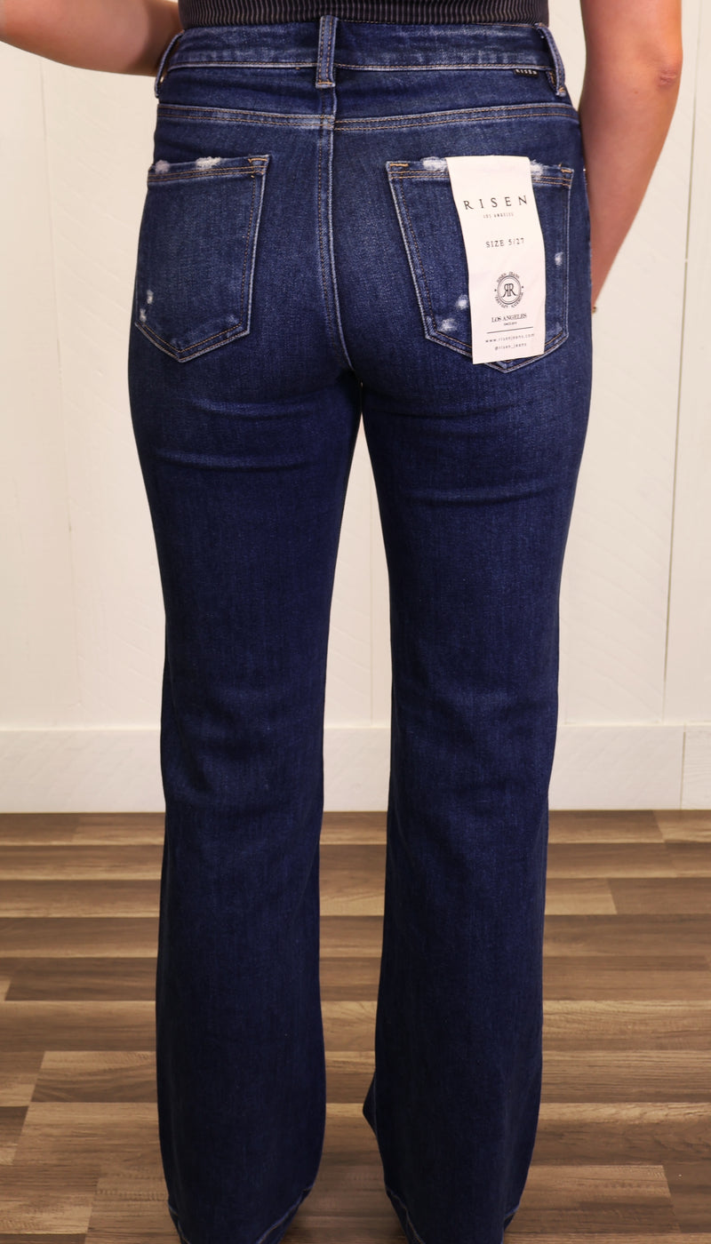 Risen Dark Wash High Rise Straight Jeans 5947