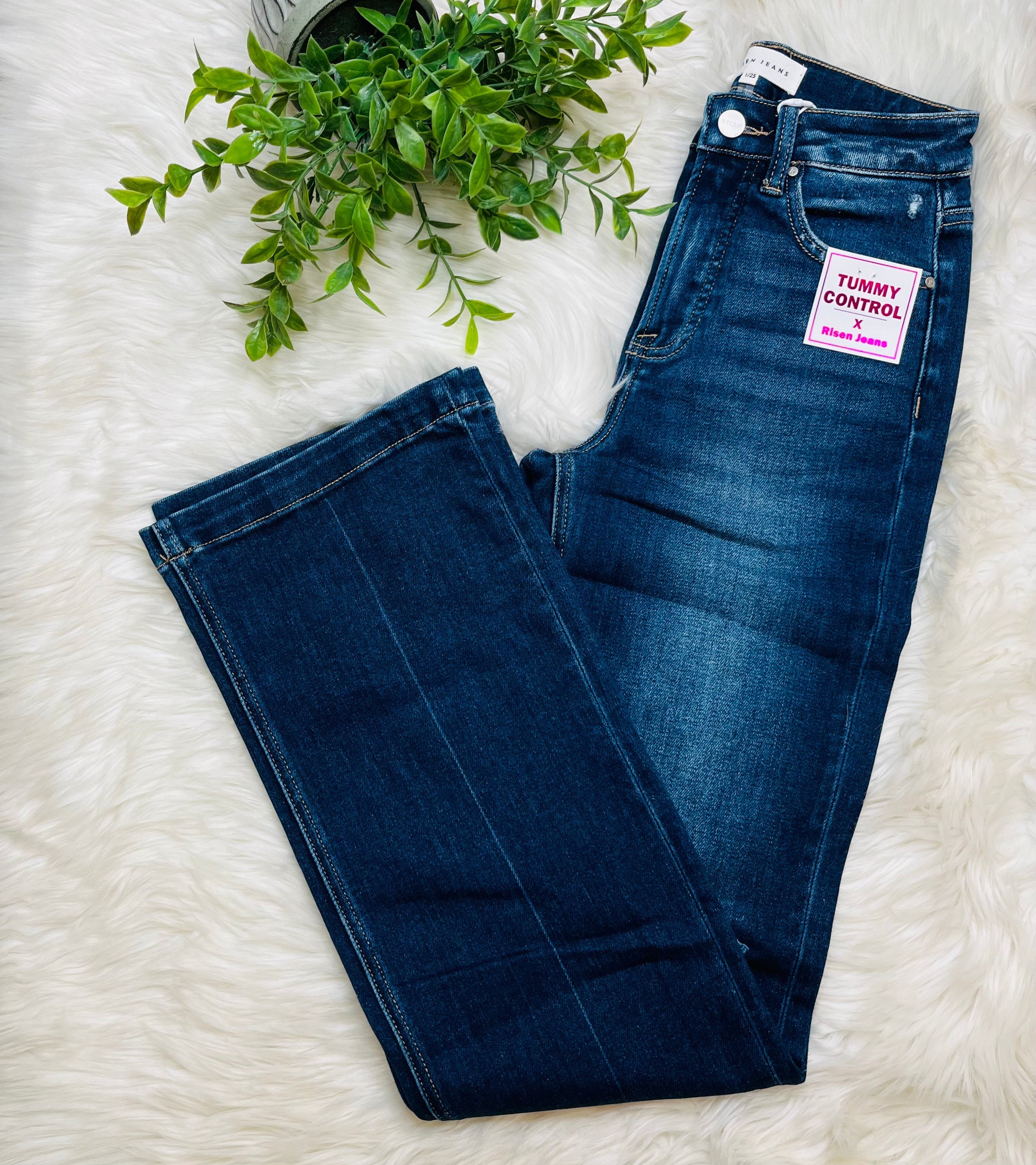 Risen Dark Wash High Rise Straight Jeans 5947 Regular and Curvy