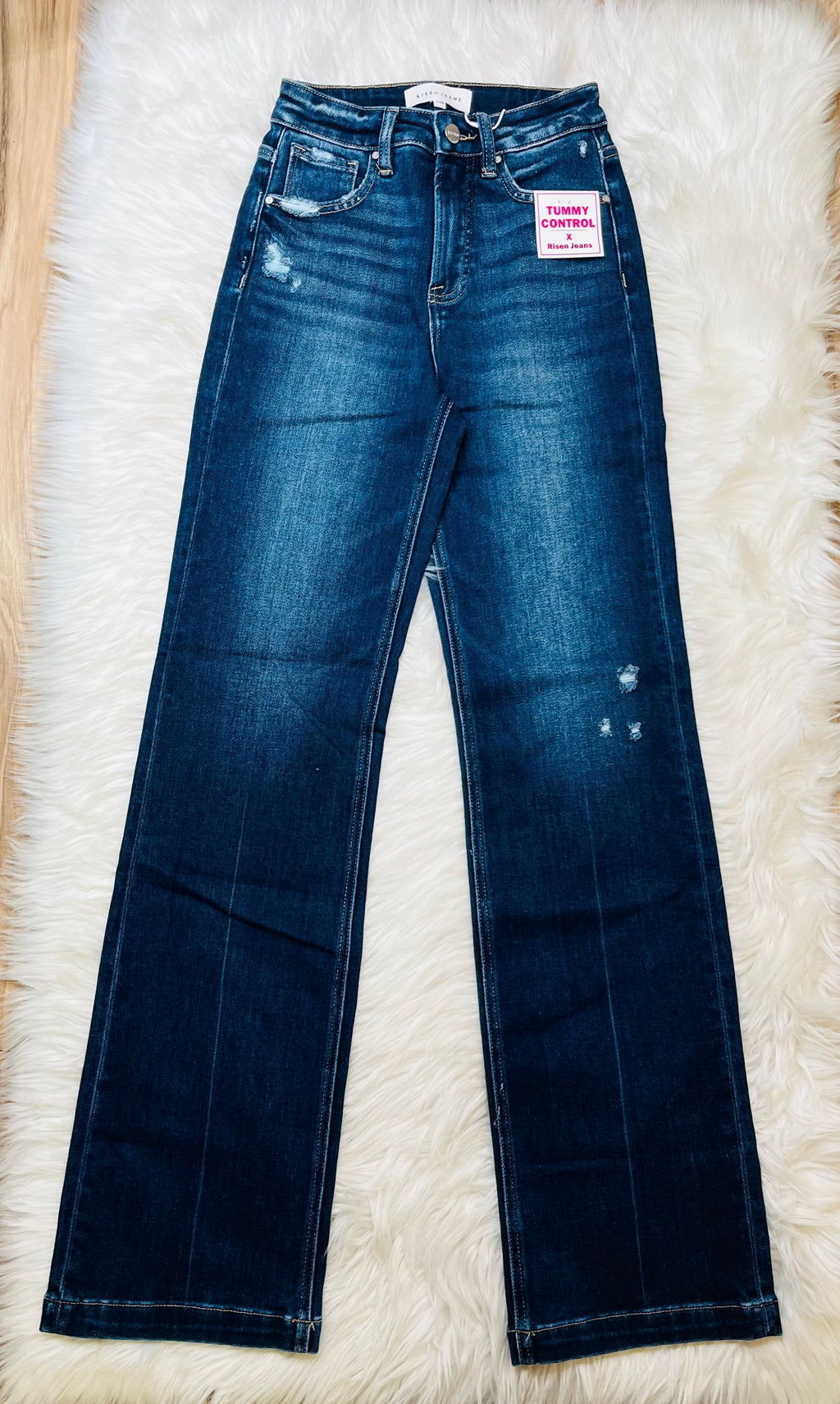 Risen Dark Wash High Rise Straight Jeans 5947 Regular and Curvy