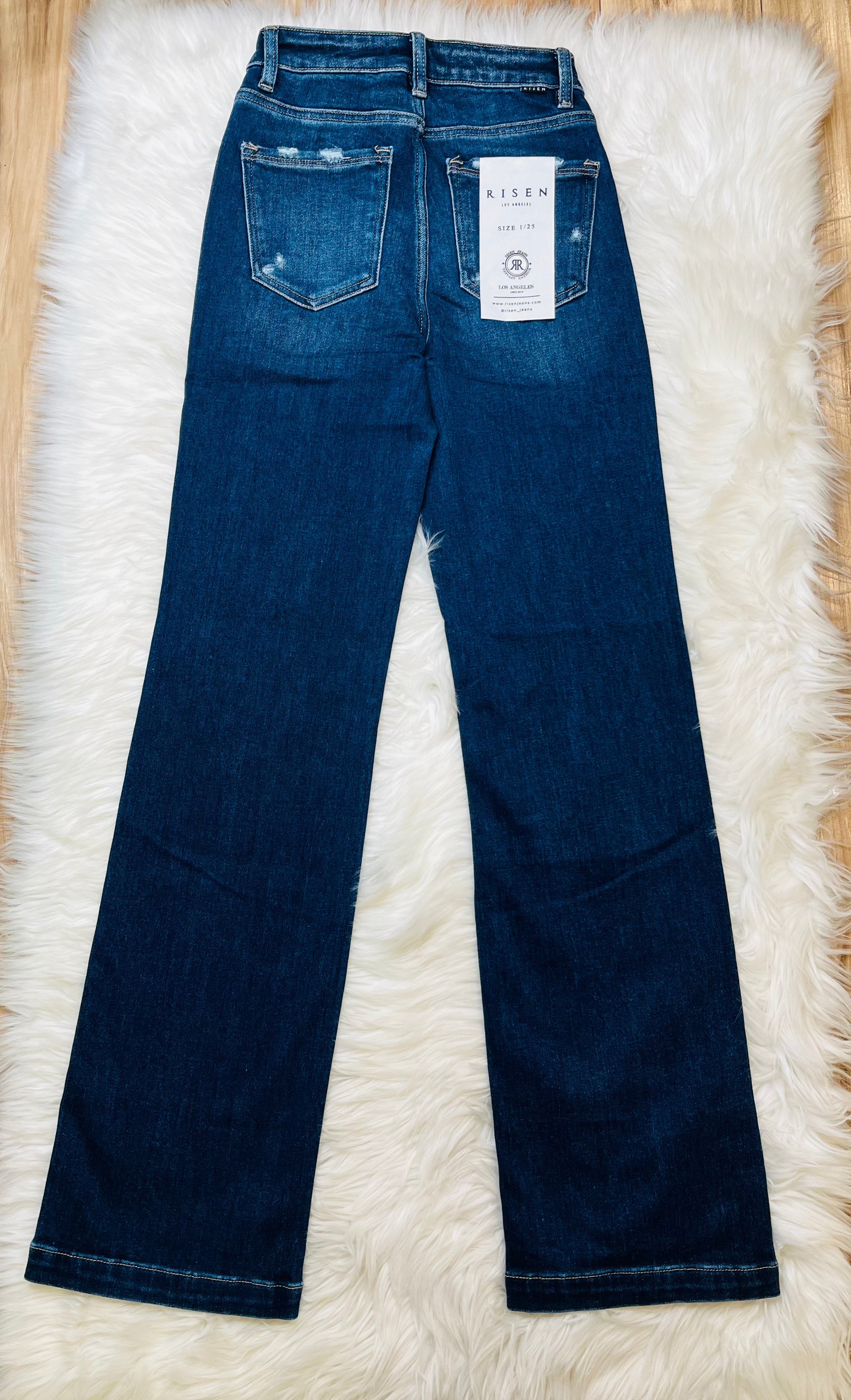 Risen Dark Wash High Rise Straight Jeans 5947 Regular and Curvy