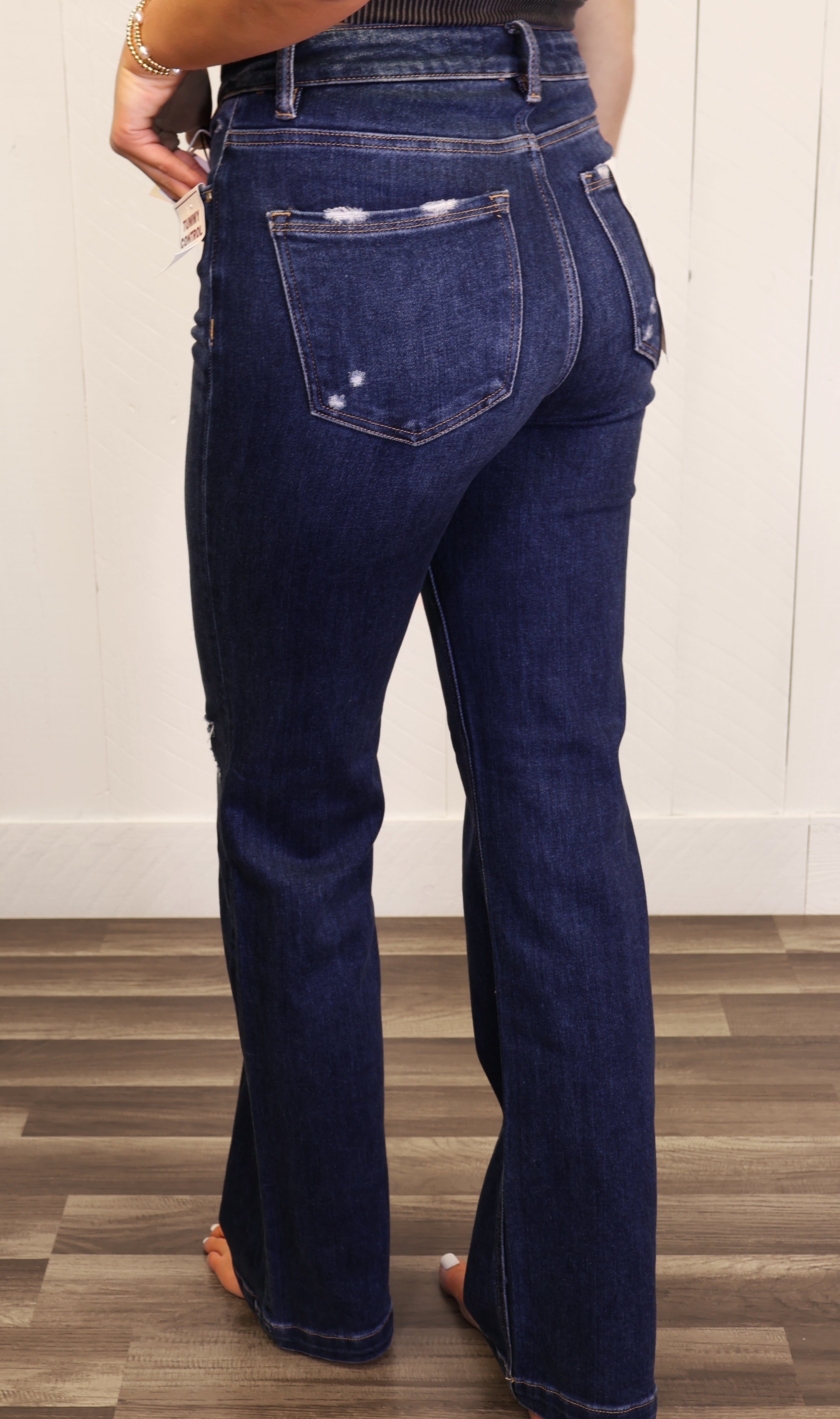 Risen Dark Wash High Rise Straight Jeans 5947 Regular and Curvy