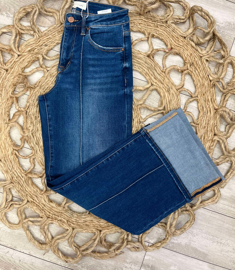 Risen High Rise Wide Turn Up Jeans Style 1532