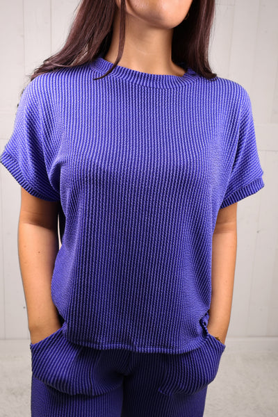 Royal Blue Ribbed Women’s Matching Set