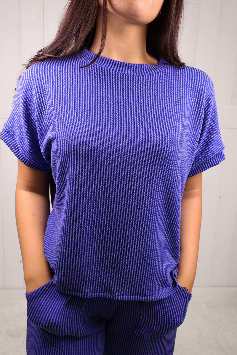 Royal Blue Ribbed Women’s Matching Set