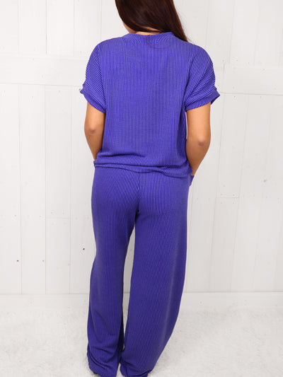Royal Blue Ribbed Women’s Matching Set