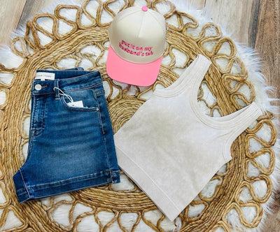 Sand Beige Ribbed Top with Bra Pads