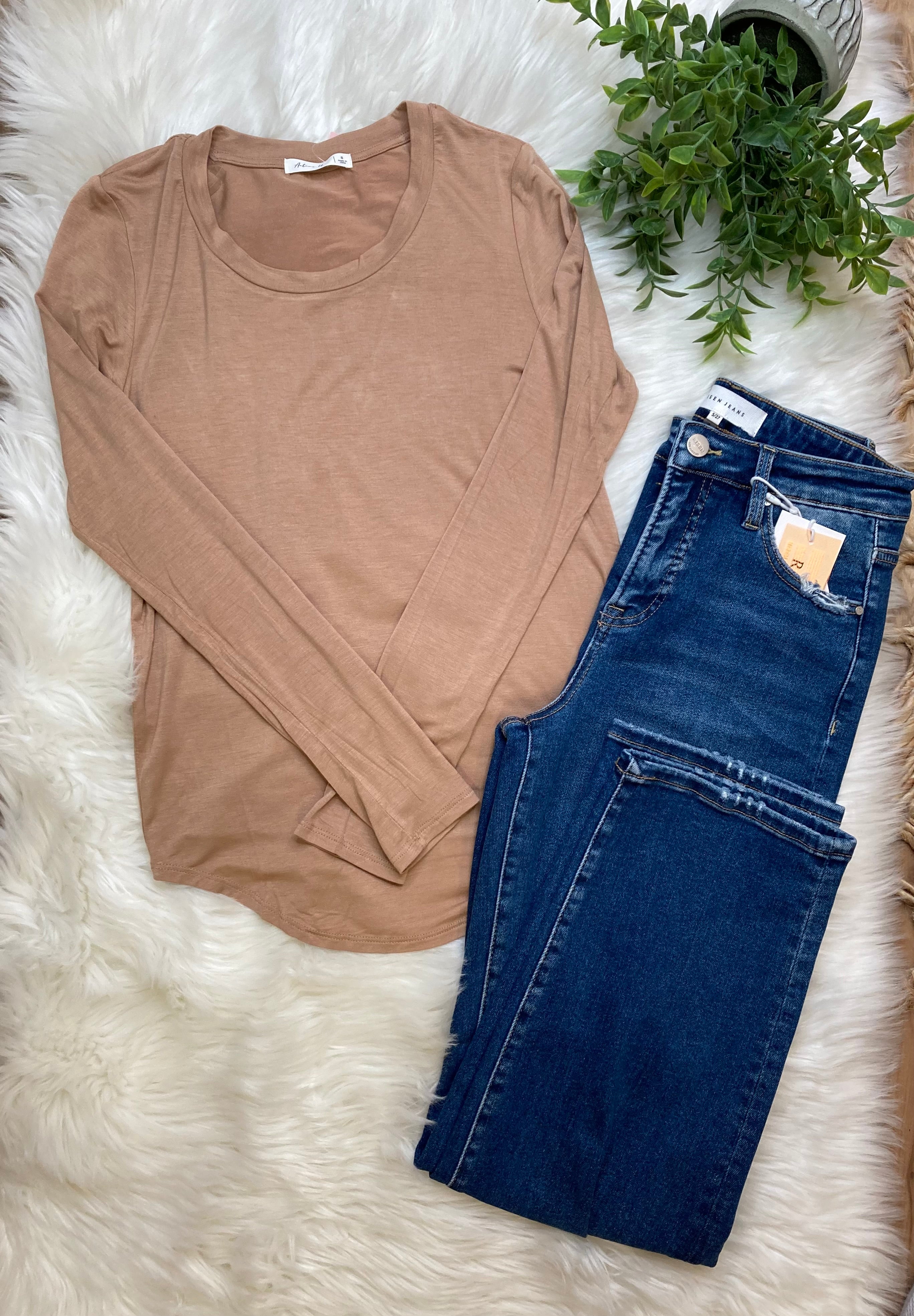 Scooped Neck Khaki Top – Mini Mee Boutique