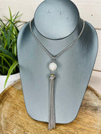 Silver and pear Tassel necklace women's