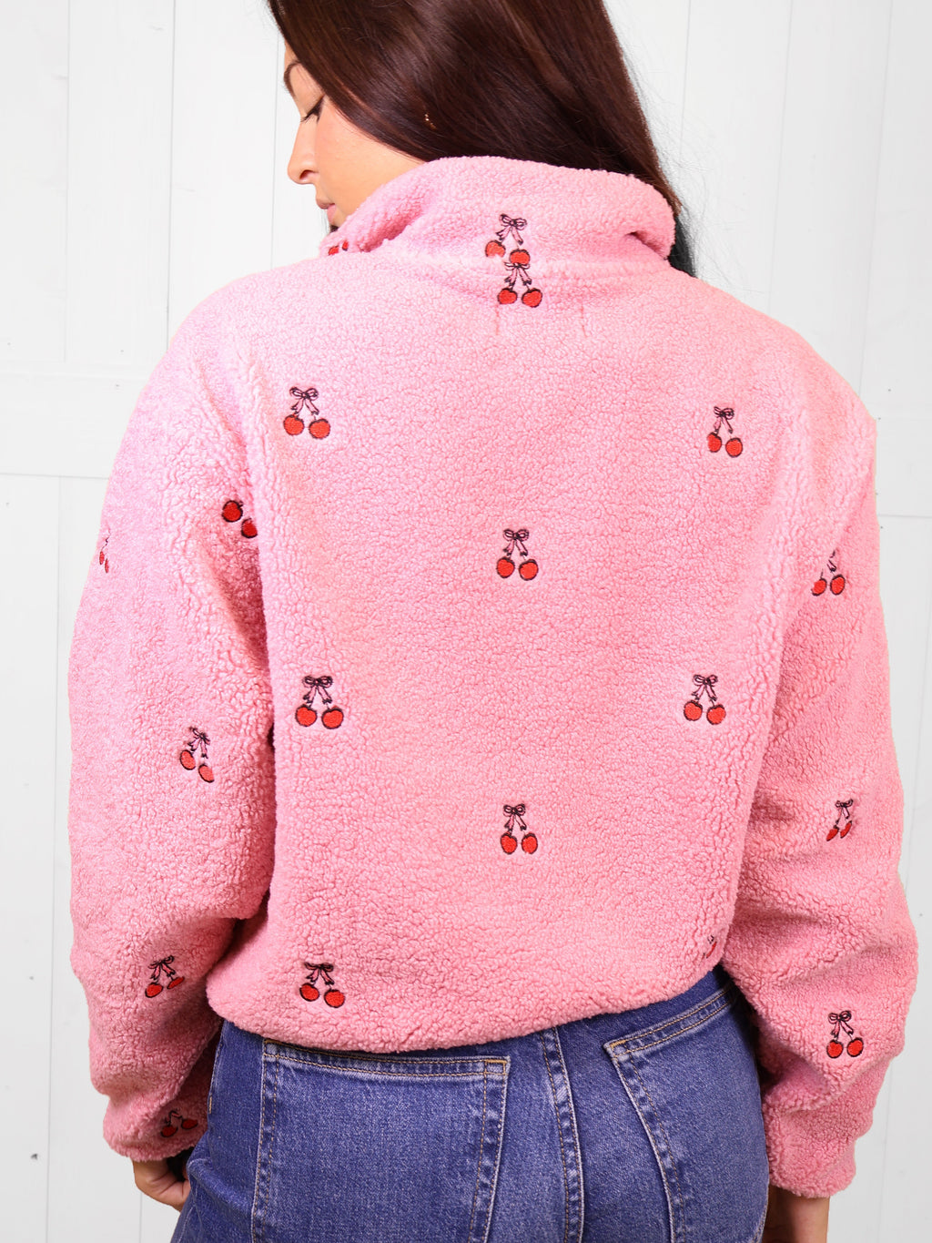 Simply Southern Cherry Print 1/2 Zip Pullover - Sweater Women’s