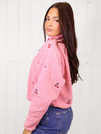 Simply Southern Cherry Print 1/2 Zip Pullover - Sweater Women’s