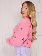Simply Southern Cherry Print 1/2 Zip Pullover - Sweater Women’s