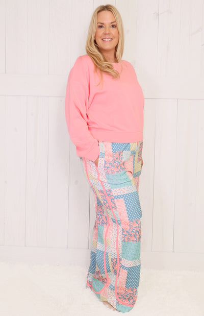 Simply Southern Coral & Blue Patchwork Set