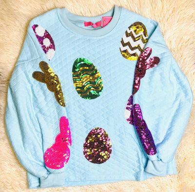 Simply Southern Easter Egg patches Sweater