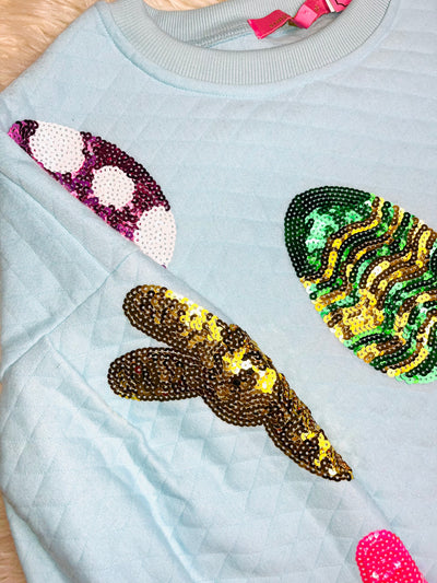 Simply Southern Easter Egg patches Sweater