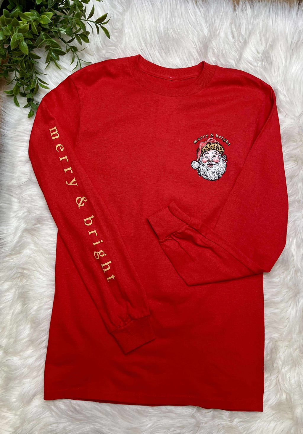 Simply Southern Merry and Bright  Long Sleeve Graphic Tee Christmas Women's