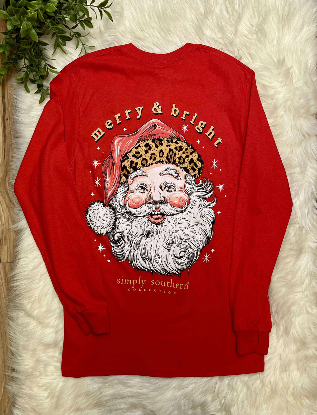 Simply Southern Merry and Bright  Long Sleeve Graphic Tee Christmas Women's