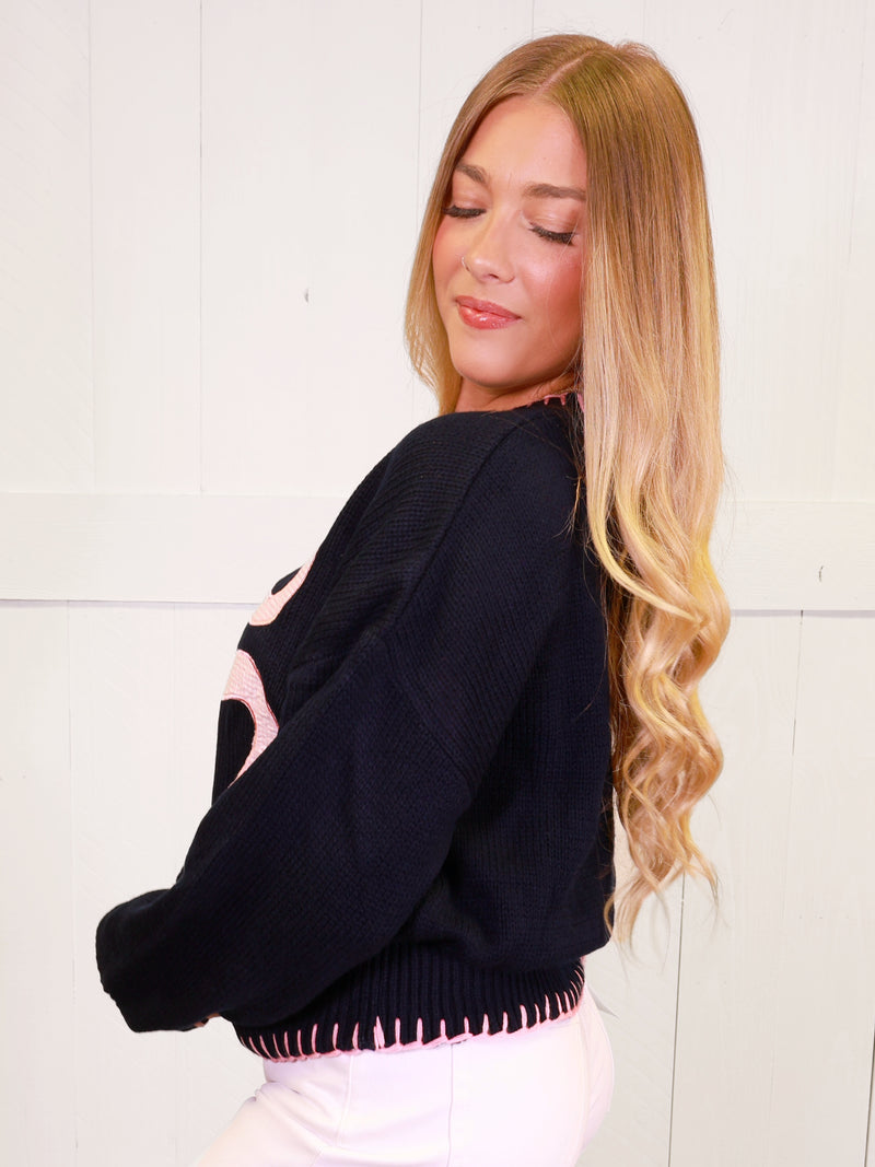 Simply Southern Navy Bow Sweater Pullover Top