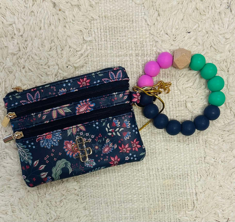 Simply Southern Navy Floral Wristlet