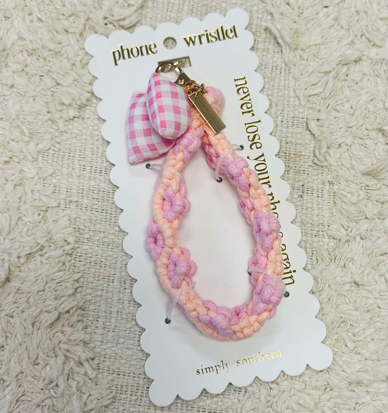 Simply Southern Pink Floral with Bow Phone Wristlet