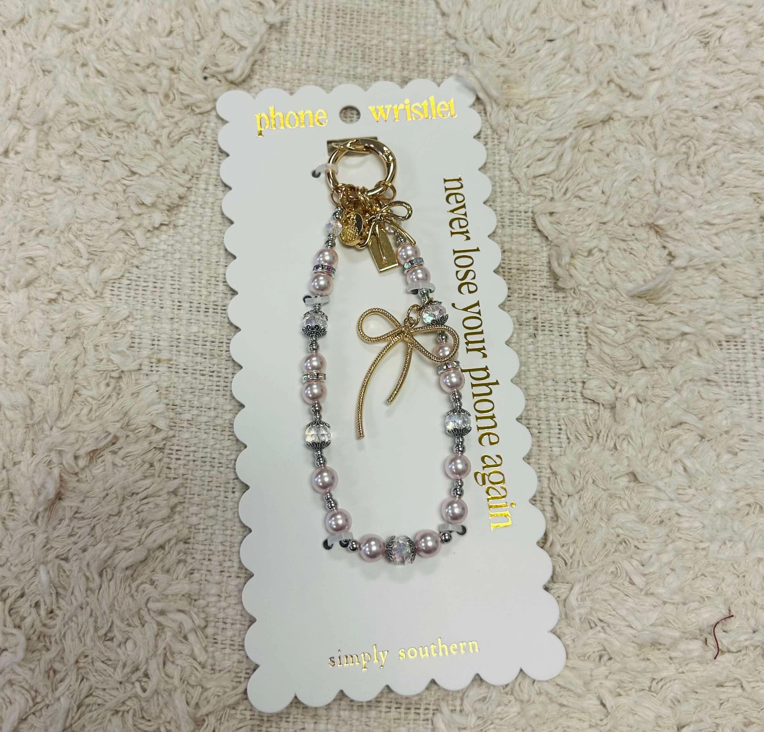 Simply Southern Pink Pearl Phone Wristlet Keychain