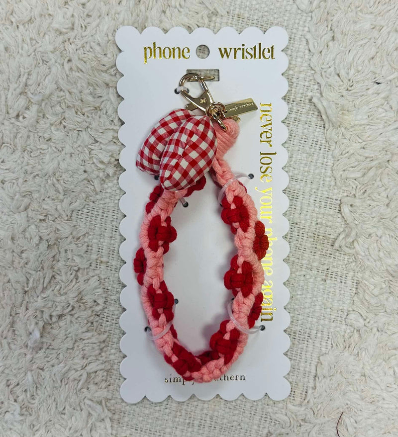 Simply Southern Red Floral With Bow Phone Wristlet