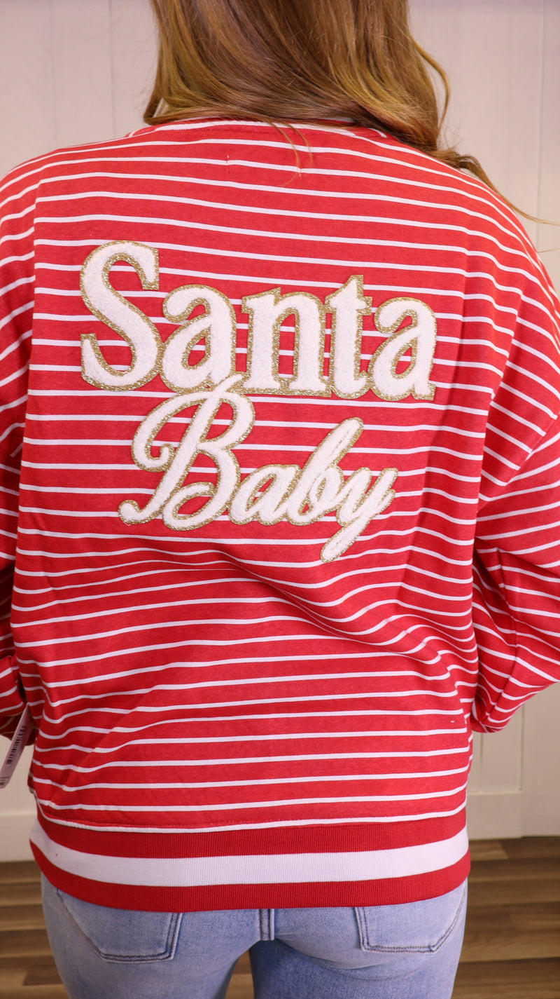 Simply Southern Santa Baby Crew Sweater Pullover Top