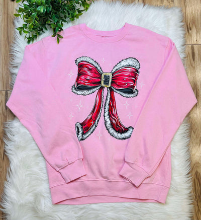 Simply Southern Santa Bow Sweater Pullover Graphic Christmas
