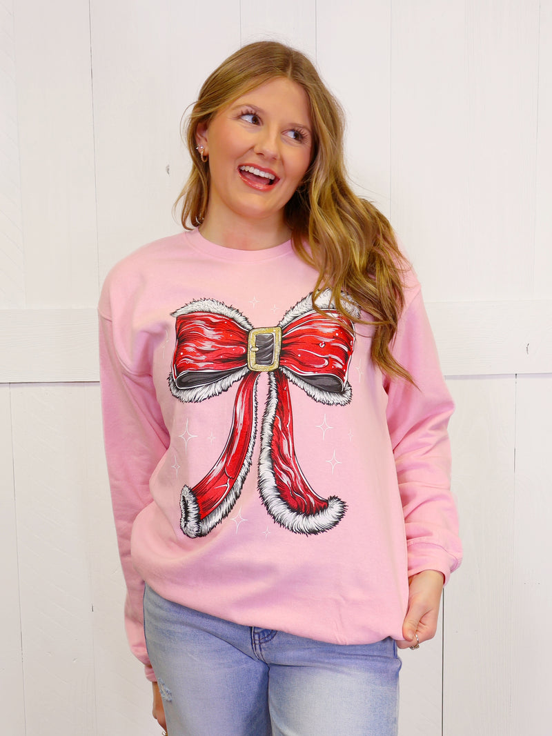 Simply Southern Santa Bow Sweater Pullover Graphic Christmas