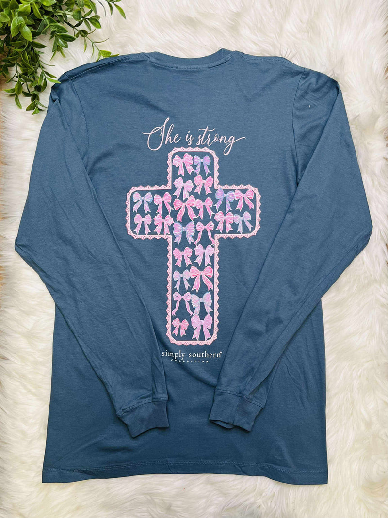 Simply Southern She is Strong Long Sleeve Tee