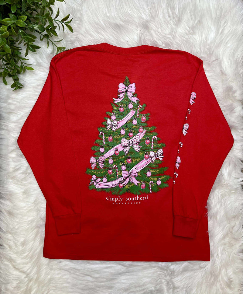 Simply Southern Youth Long Sleeve Bow Tree Tee