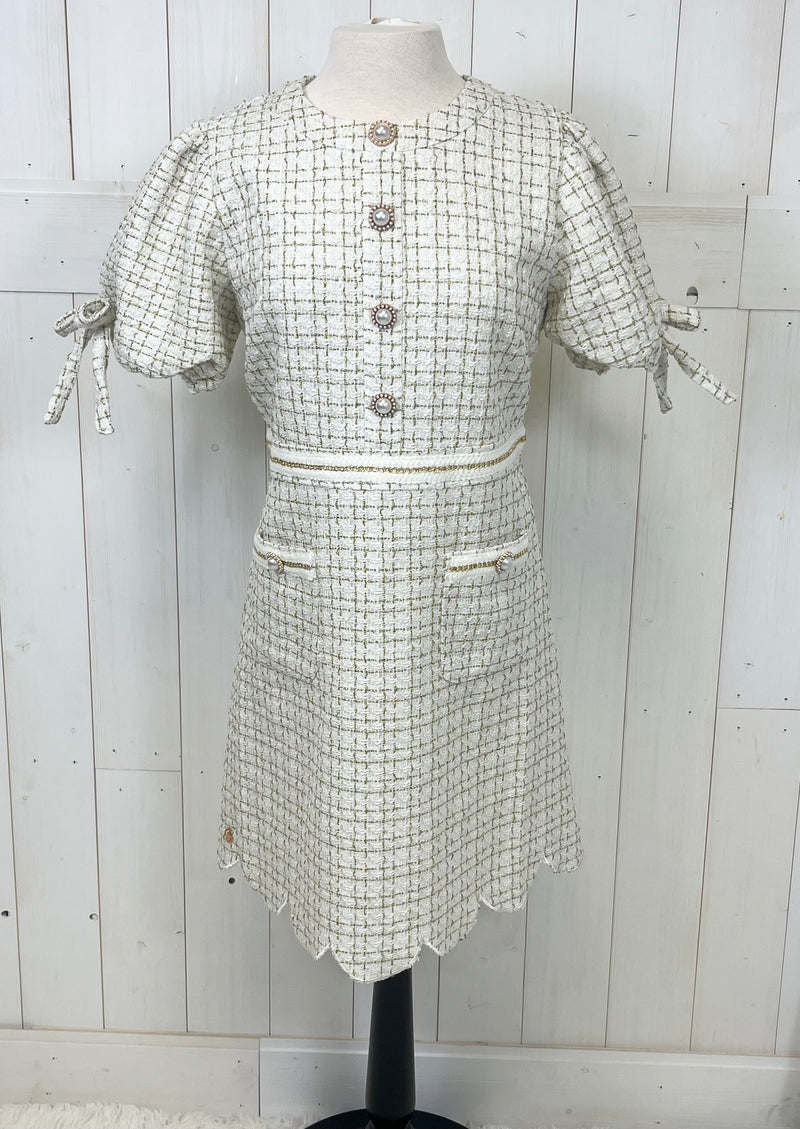 Simply Southern pearl and cream classy dress