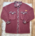 Simply southern Purple Sherpa with Plaid Detail Jacket