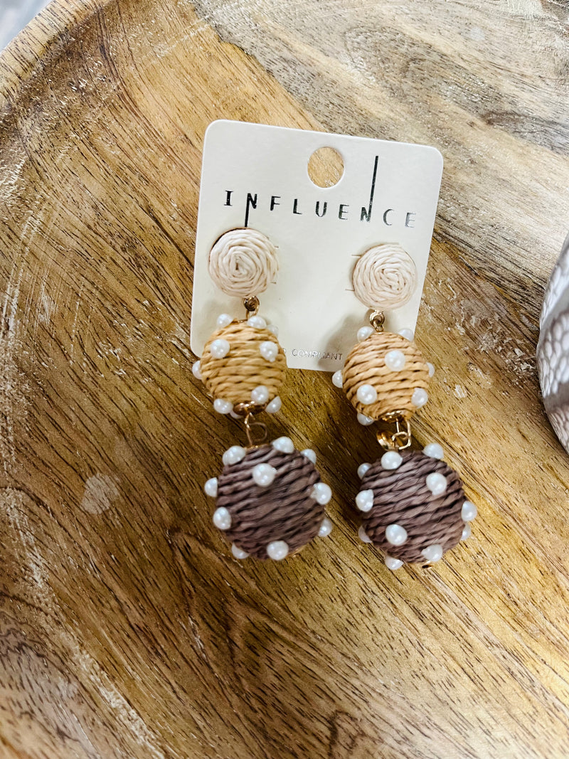 Stacked Pearl Ball Earrings
