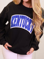 Stitched Kentucky Crew Neck Crewneck Graphic Sweatshirt Women's