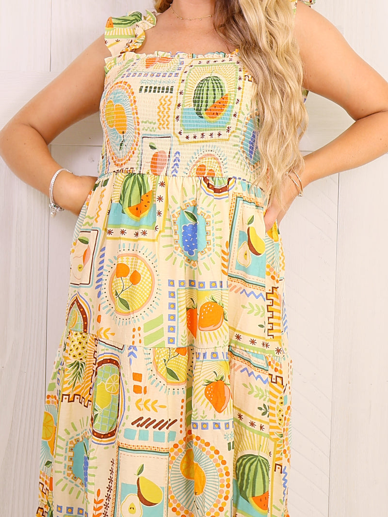 Summer Sweetness Fruit Midi Dress