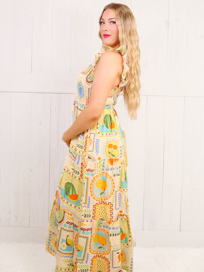 Summer Sweetness Fruit Midi Dress