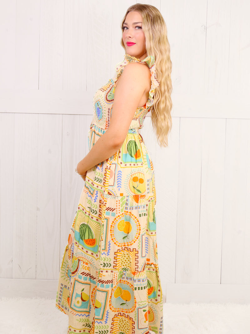 Summer Sweetness Fruit Midi Dress
