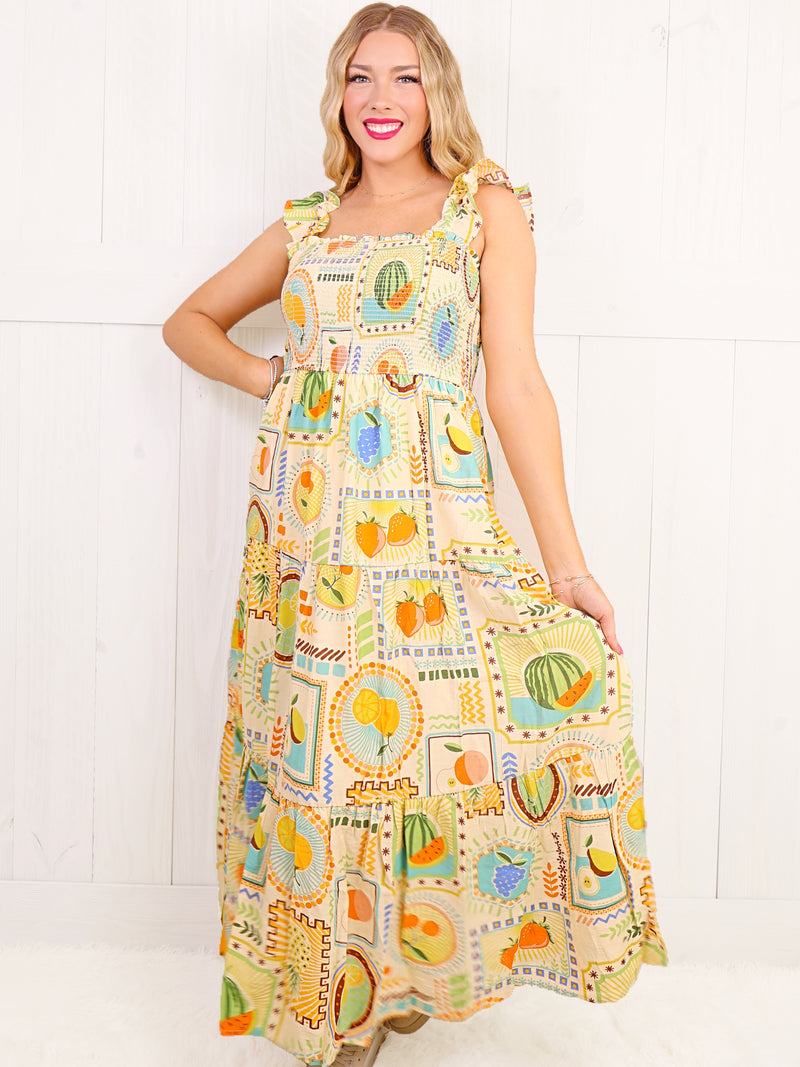 Summer Sweetness Fruit Midi Dress