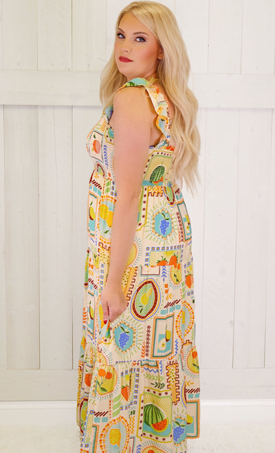 Summer Sweetness Fruit Midi Dress