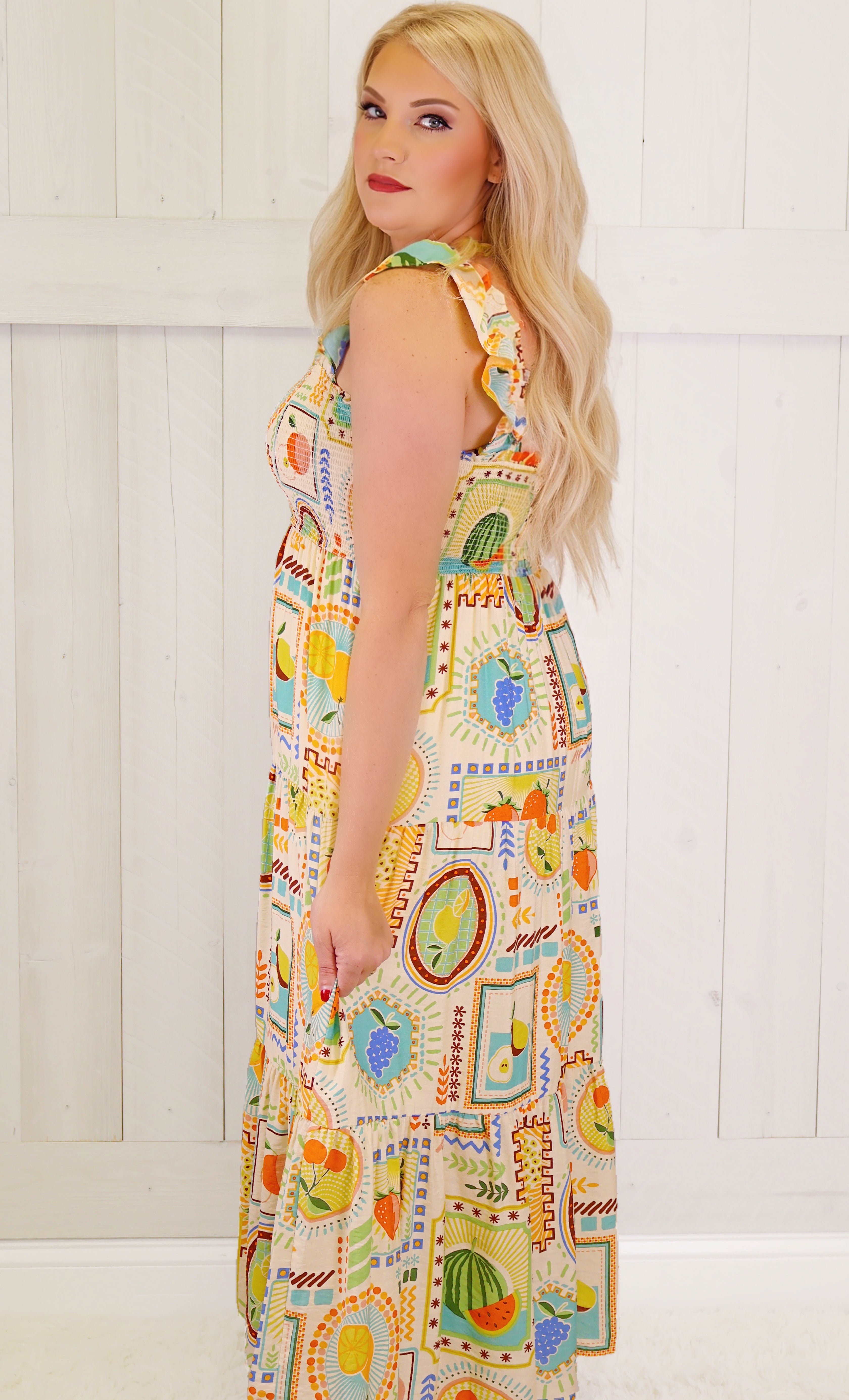 Summer Sweetness Fruit Midi Dress SS Women's