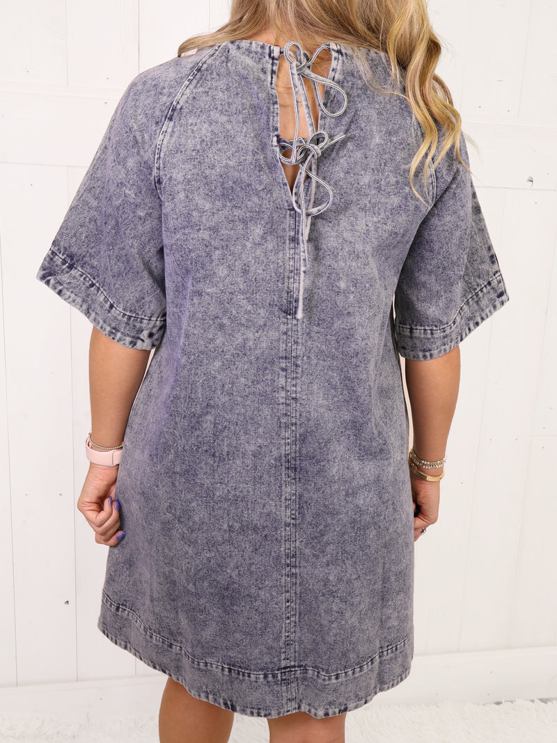 Swing Hem Denim Dress with Pockets