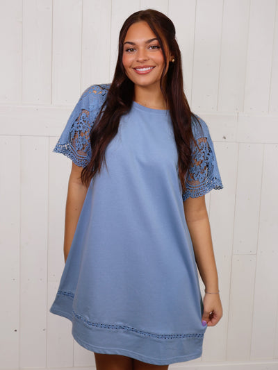 Teal Umgee Texture Sleeves Dress