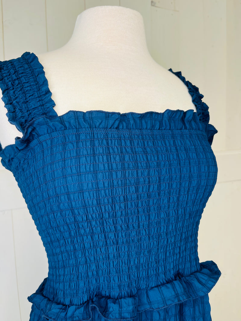 Textured Navy Blue Dress - Mini Mee Boutique