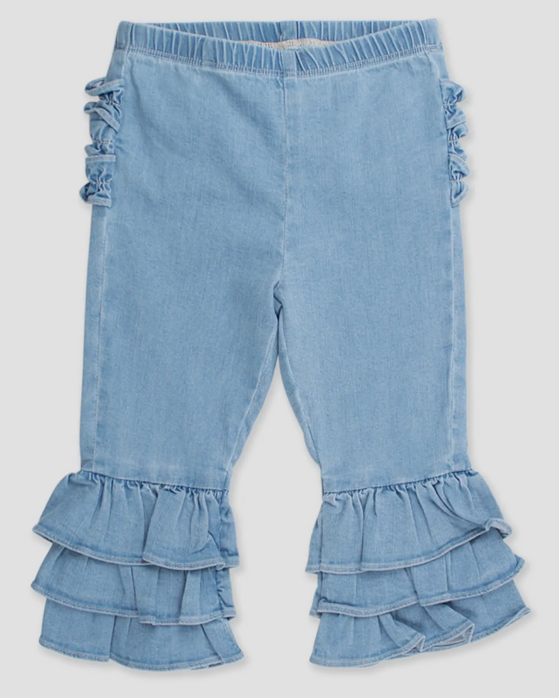 Toddler Girls Light Wash Ruffle Pants