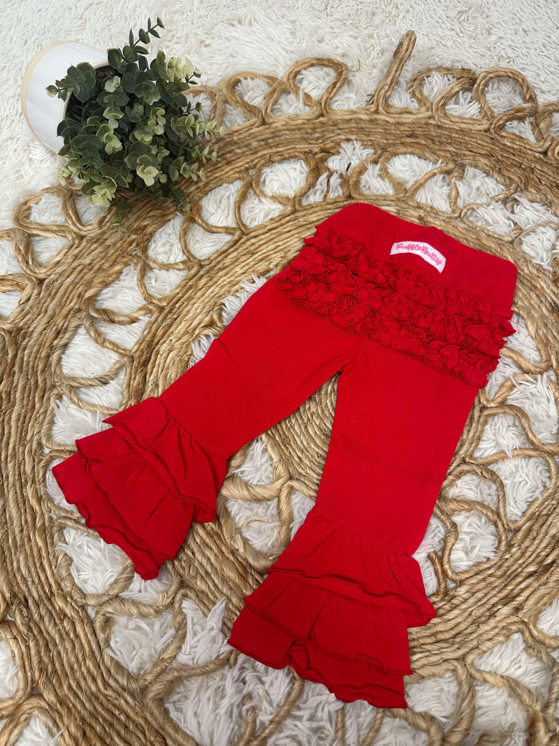 Toddler Girls Red Ruffle Pants